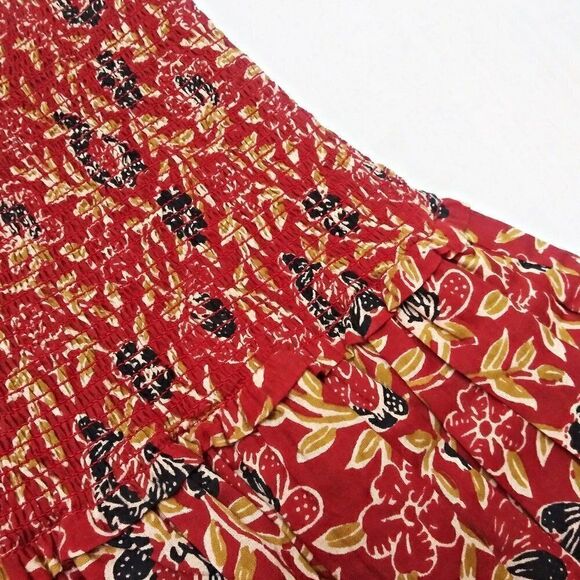 ALIX OF BOHEMIA Floral Maria Carnelian Smocked Layered Mini Skirt/Top Sz M NWT - Picture 9 of 14